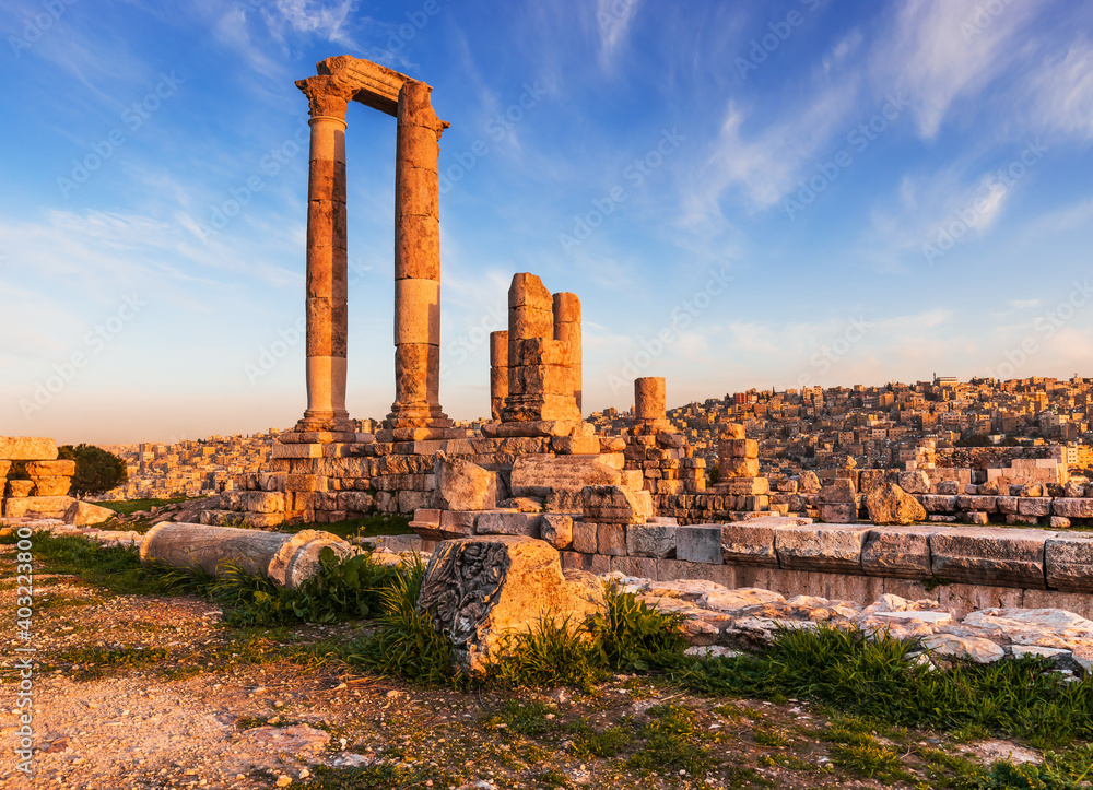 Amman, Jordan. The Temple of Hercules, Amman Citadel.