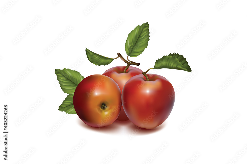 red apples with leaves isolated red apples with leaves isolated