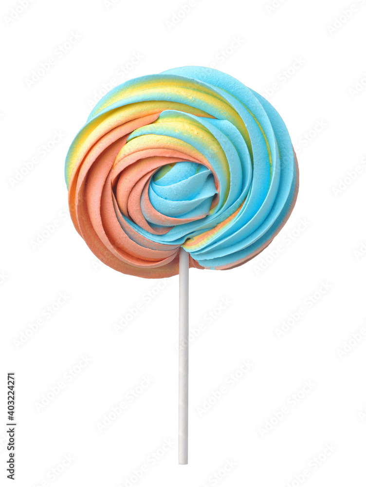 Front view of colorful meringue lollipop Front view of colorful meringue lollipop