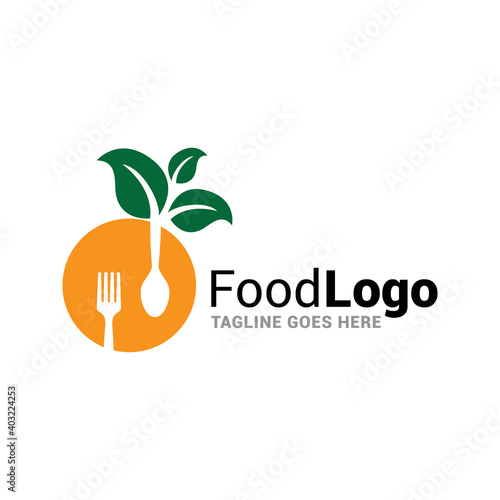 Cooking food fork and spoon restaurant logo icon vector template.