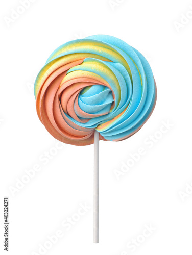 Front view of colorful meringue lollipop