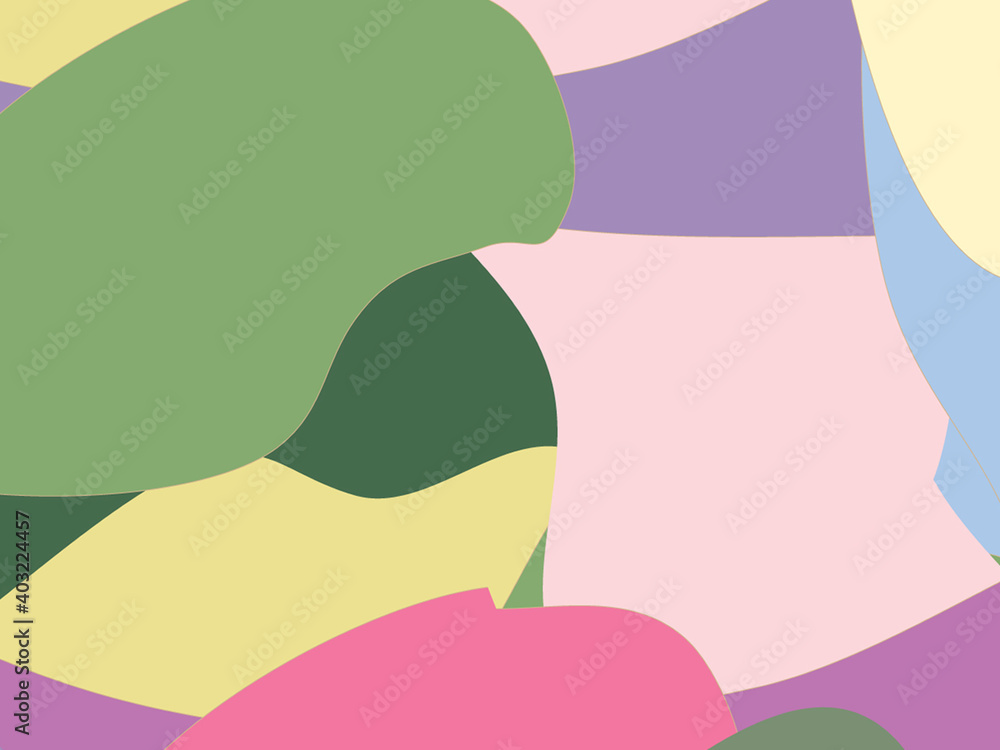 Beautiful of Colorful Art Pink, Green, Yellow and Purple, Abstract Modern Shape. Image for Background or Wallpaper