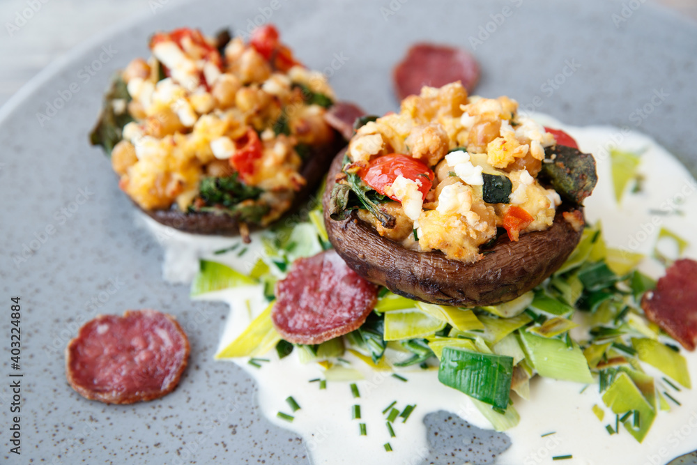 Mushroom baked with eggs and vegetables Mushroom baked with eggs and vegetables