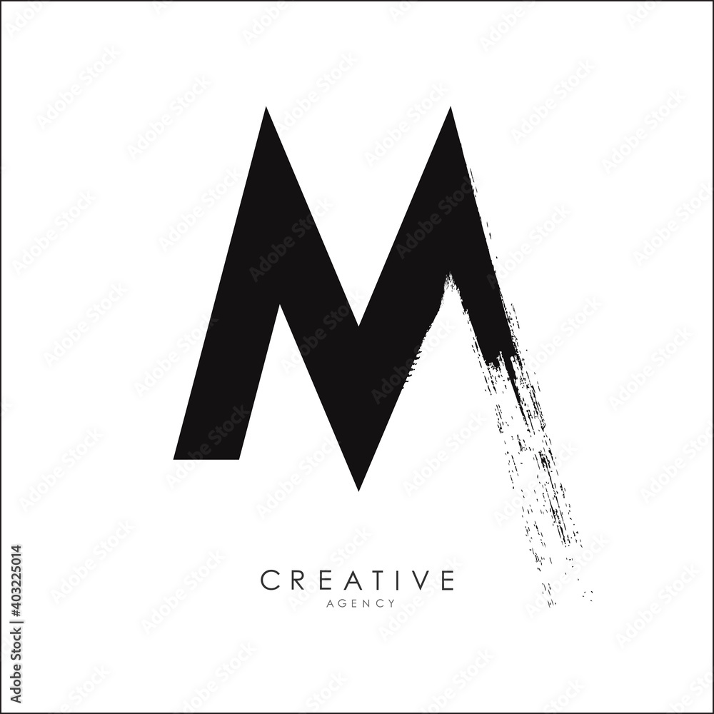 M Brush Stroke Letter Logo Design. Black Paint Logo Letter Icon with Elegant Vector Design. M Brush Stroke Letter Logo Design. Black Paint Logo Letter Icon with Elegant Vector Design.