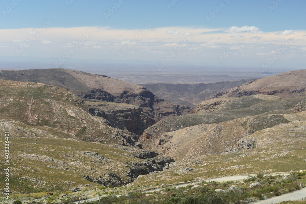 Fototapeta premium Swartbergpass, Südafrika, Blick in die Große Karoo