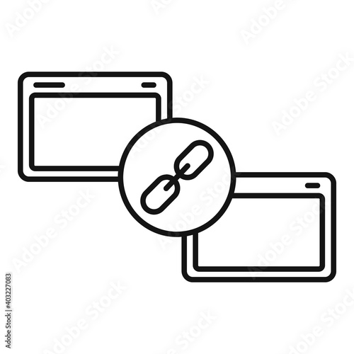 Backlink strategy advertising icon. Outline backlink strategy advertising vector icon for web design isolated on white background