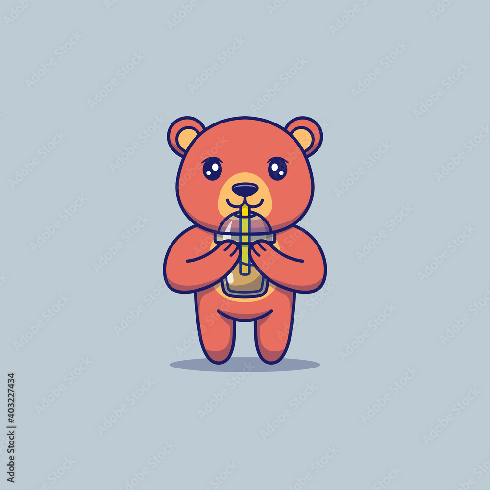 Cute bear drinking a cup of coffee Cute bear drinking a cup of coffee