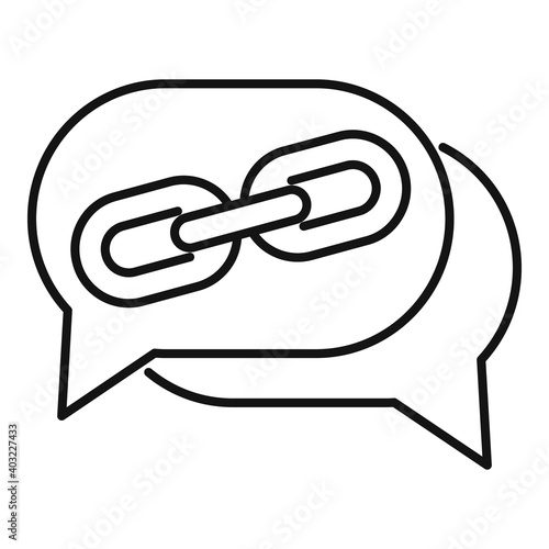 Online chat backlink strategy icon. Outline online chat backlink strategy vector icon for web design isolated on white background