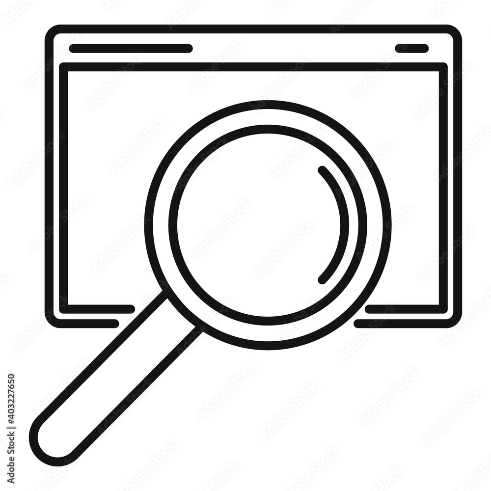 Magnifier links web page icon. Outline magnifier links web page vector icon for web design isolated on white background