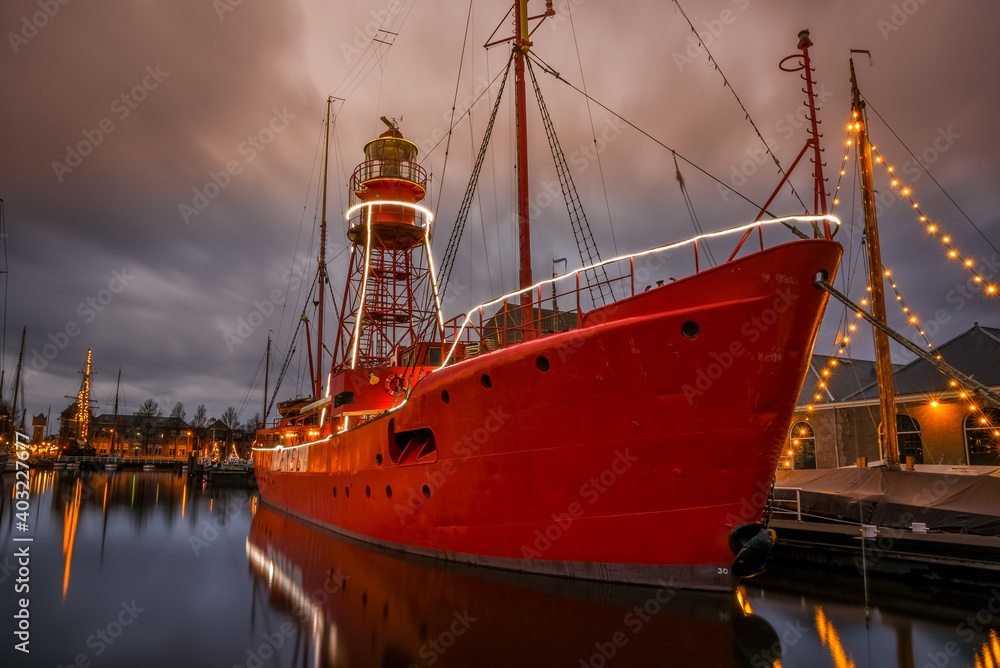The former shipyard 'Willemsoord' In the port of Den Helder by night.