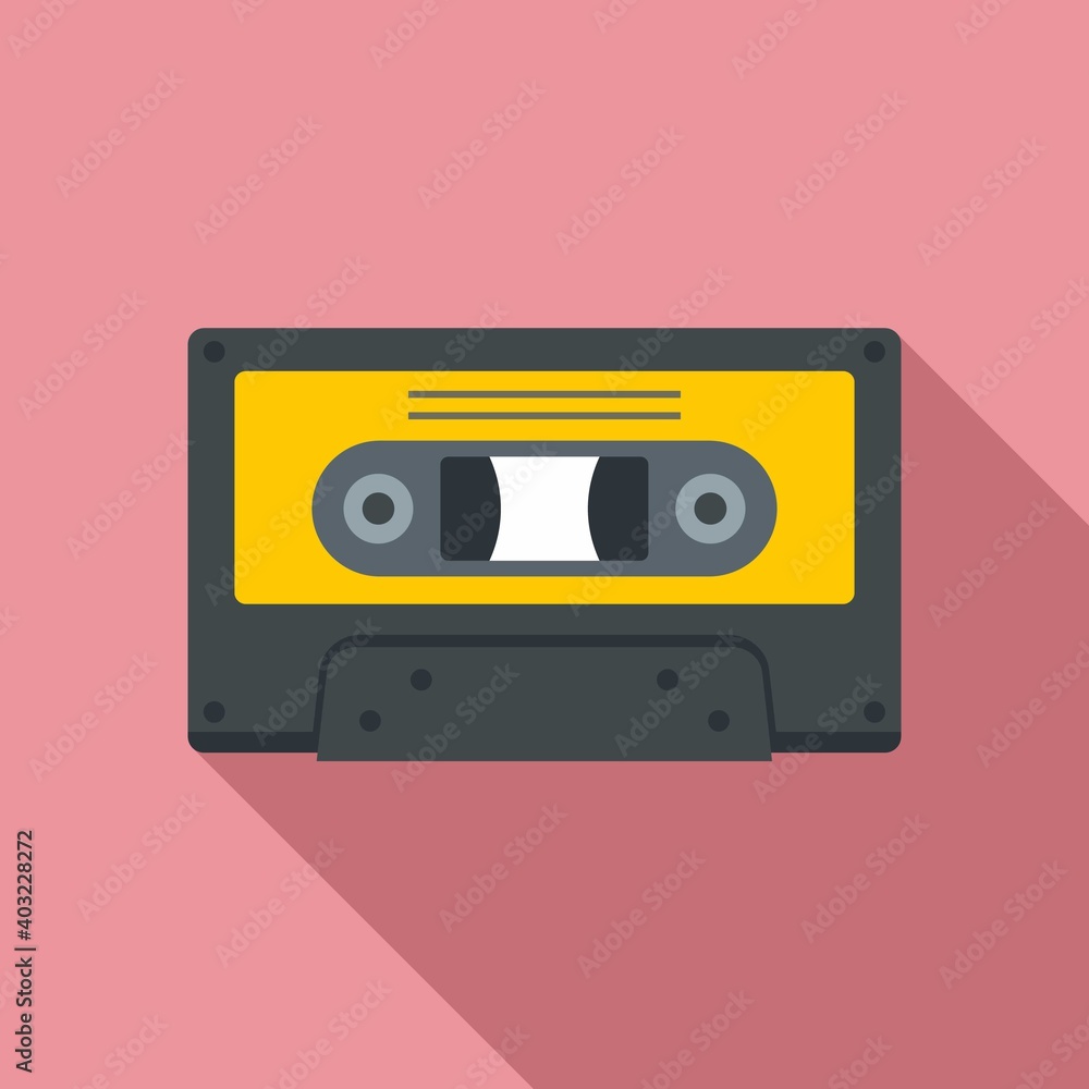 Music cassette icon. Flat illustration of music cassette vector icon for web design