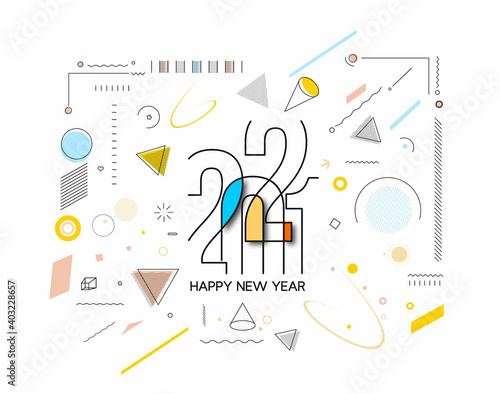 Abstract Colorful Happy New Year 2021 Text Typography Banner Poster flyer Design , Vector illustration.