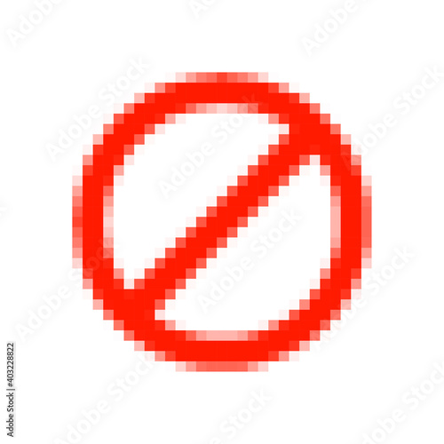 Warning pixel red no sign.
