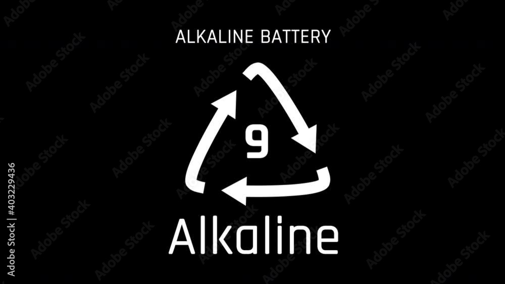 Alkaline battery or number 9 Recycle Symbol Animation Seamless Loop Alkaline battery or number 9 Recycle Symbol Animation Seamless Loop