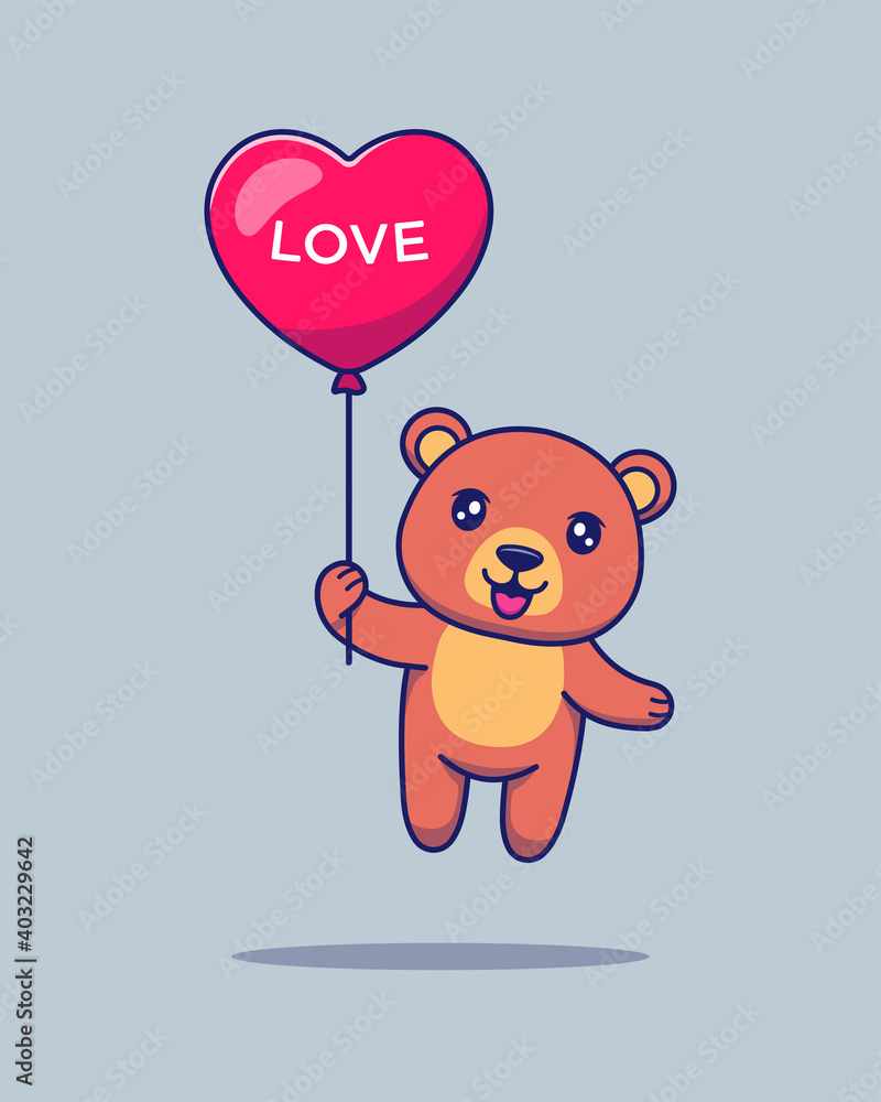 Cute bear flying with balloon Cute bear flying with balloon