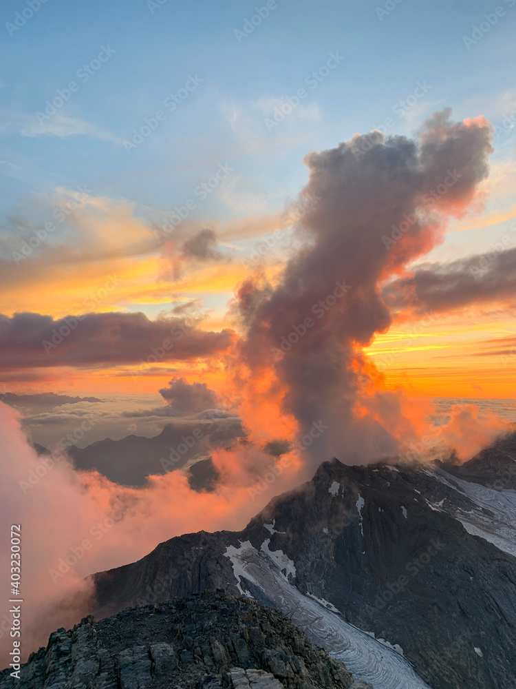 sunset in the mountains