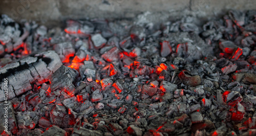  Burning hot coals in a barbecue