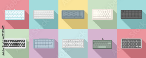 Keyboard icons set. Flat set of keyboard vector icons for web design