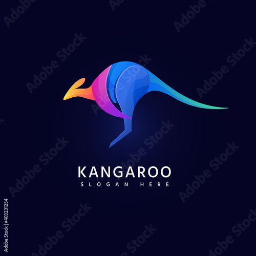 Colorful kangaroo illustration logo template 