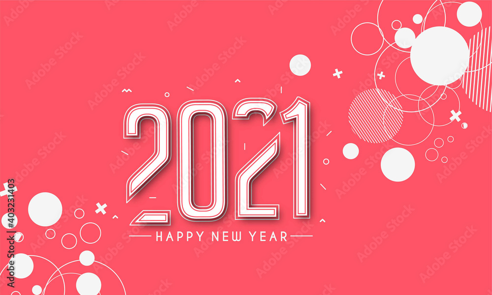 Happy New Year 2021 Text Typography Banner Poster flyer Design , Vector illustration.