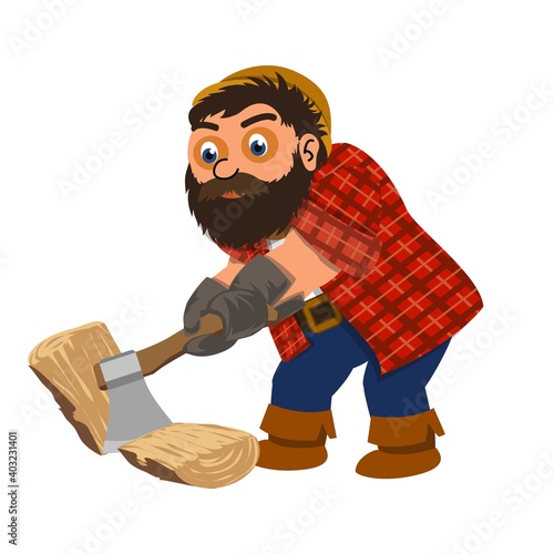 Lumberjack working icon. Cartoon of lumberjack working vector icon for web design isolated on white background