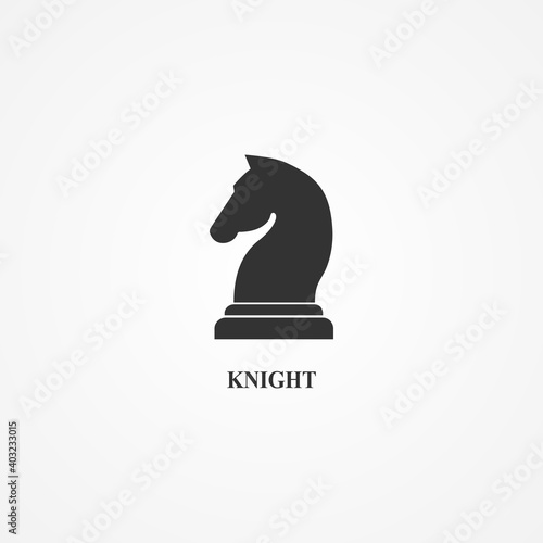 Chess piece icon. Smart board game element. Chess knight black silhouette vector illustration isolated on white.