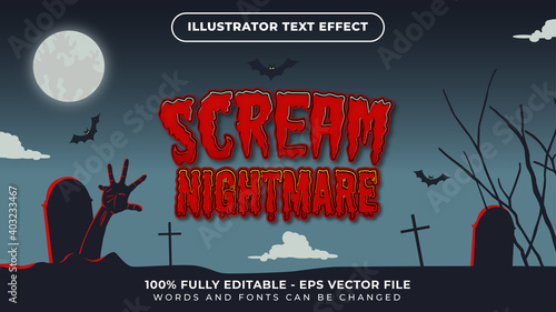 Scream Nightmare Vector Editable Text Effect