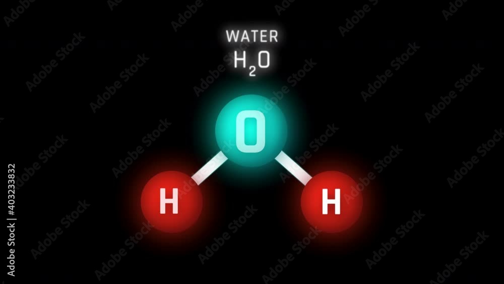 Water Molecular Structure Symbol Neon Glow and Futuristic Animation on black background Water Molecular Structure Symbol Neon Glow and Futuristic Animation on black background