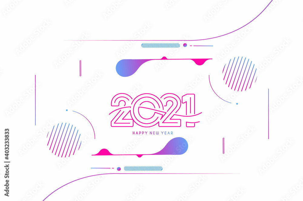 Abstract Colorful Happy New Year 2021 Text Typography Banner Poster flyer Design , Vector illustration.