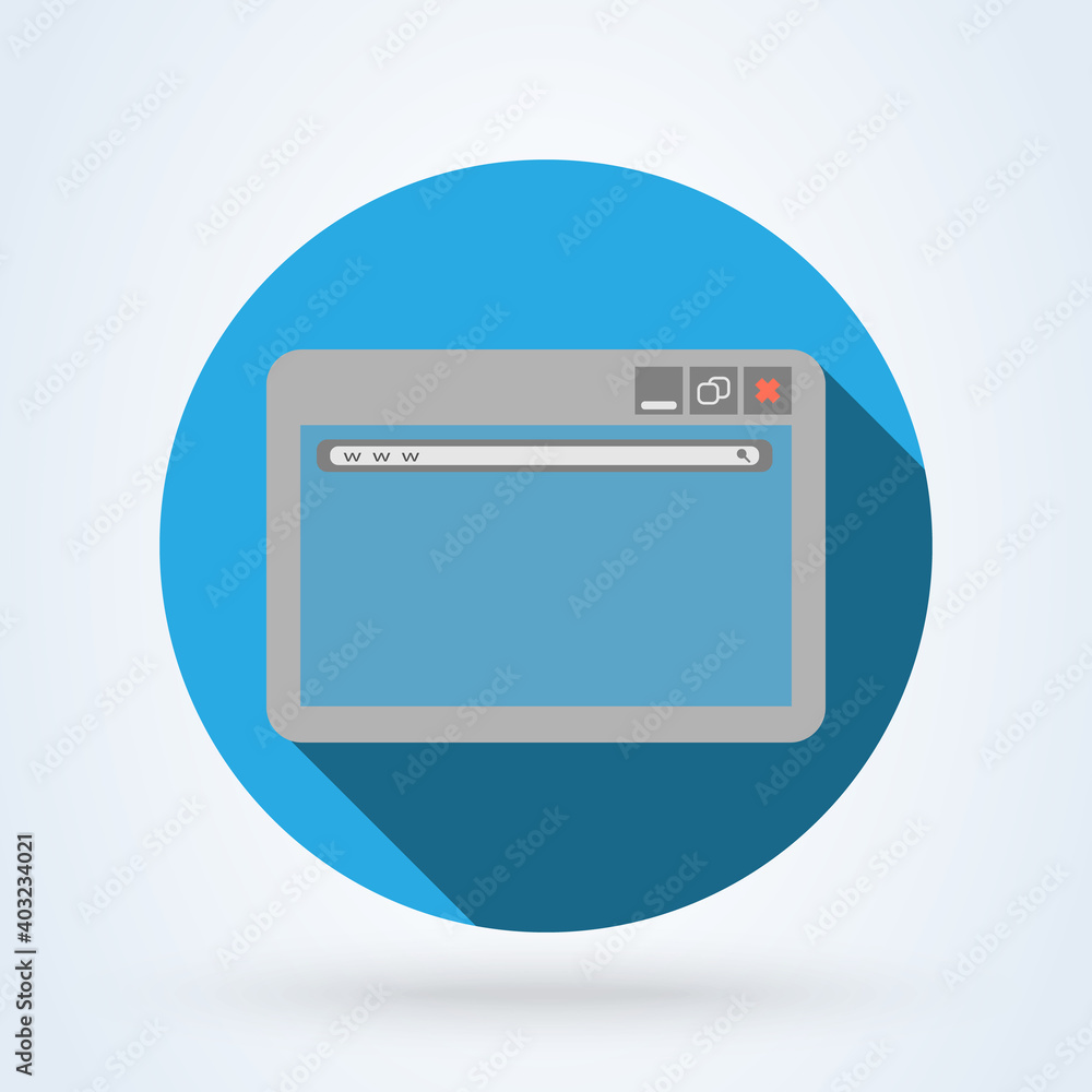 Web Browser Concept. Simple browser window on blue background. Browser search. Flat vector stock illustration. Vector Simple modern icon design illustration. Web Browser Concept. Simple browser window on blue background. Browser search. Flat vector stock illustration. Vector Simple modern icon design illustration.