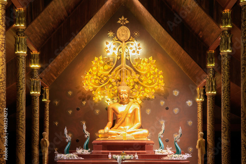 Sirindhorn Wararam Temple (Phu Prao Temple), Ubon Ratchathani, Thailand. Generality in Thailand ,and kind of art decorated in Buddhist church, temple pavilion ,temple hall .