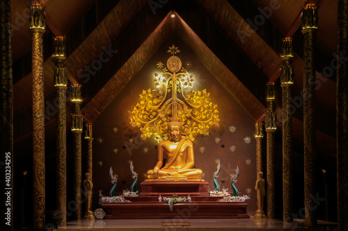 Sirindhorn Wararam Temple (Phu Prao Temple), Ubon Ratchathani, Thailand. Generality in Thailand ,and kind of art decorated in Buddhist church, temple pavilion ,temple hall .