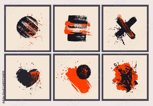 Modern art poster, cover with various hand drawn grunge textures