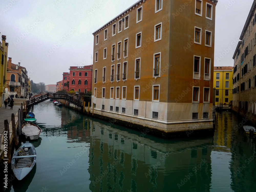 Quiet view of residential canals in Venice