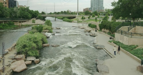 Platte river and Cherry creek confluence in Denver city