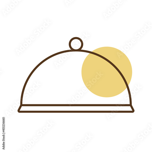 Cloche, food tray vector icon. Kitchen appliance