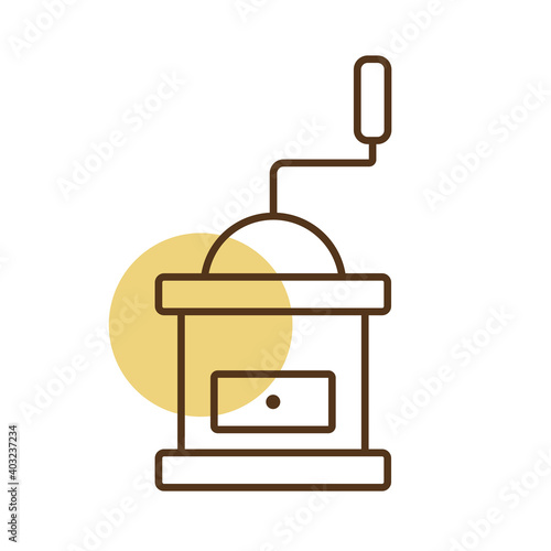 Classic coffee grinder in wooden case vector icon