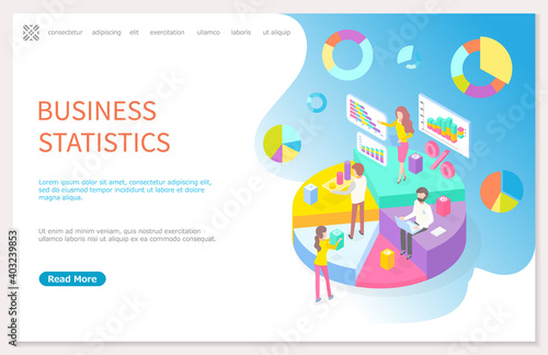 Expert team for business statistic, data analysis, management and marketing department. Landing page template. Financial administration consulting for company performance analyzis concept statistics