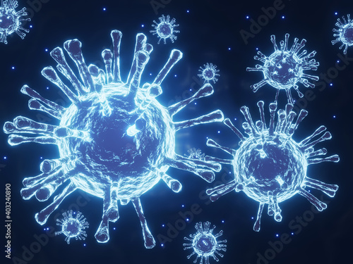 Coronavirus (COVID-19) epidemic, 3D medical illustration microscopic view