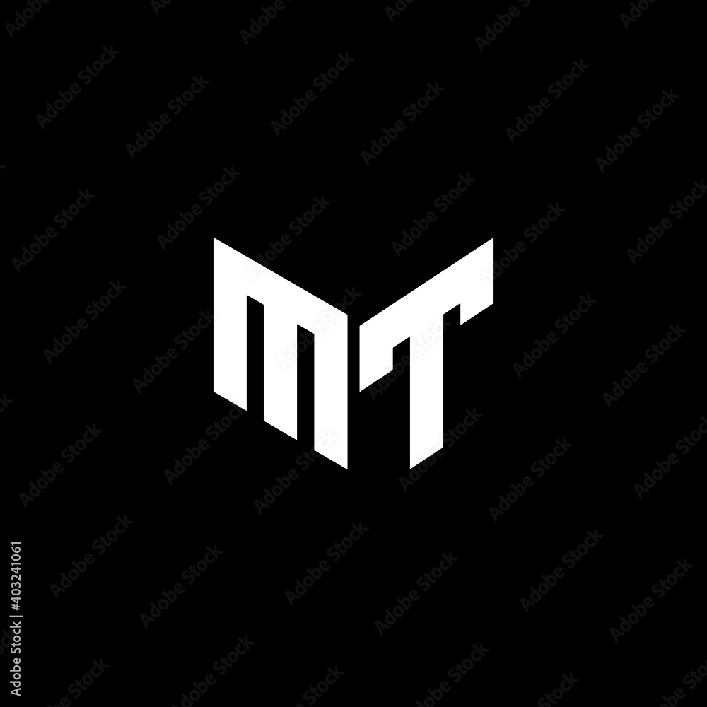 MT letter logo design with black background in illustrator, vector logo
