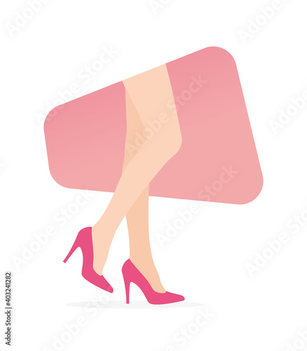 Beautiful woman legs with pink high heels shoes. Isolated on white background.