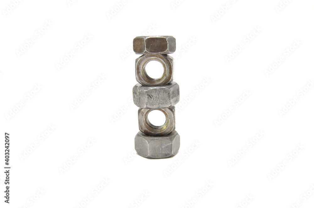 Rusty nuts on white background close-up. engineering, industry, technology
Rusty nuts on white background close-up. engineering, industry, technology