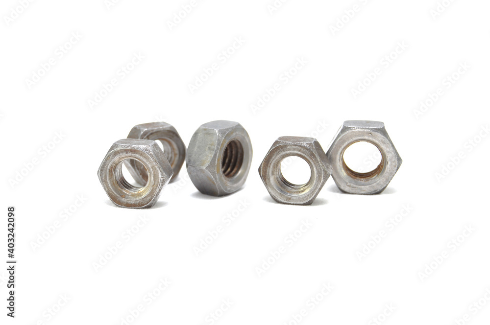 Rusty nuts on white background close-up. engineering, industry, technology
Rusty nuts on white background close-up. engineering, industry, technology