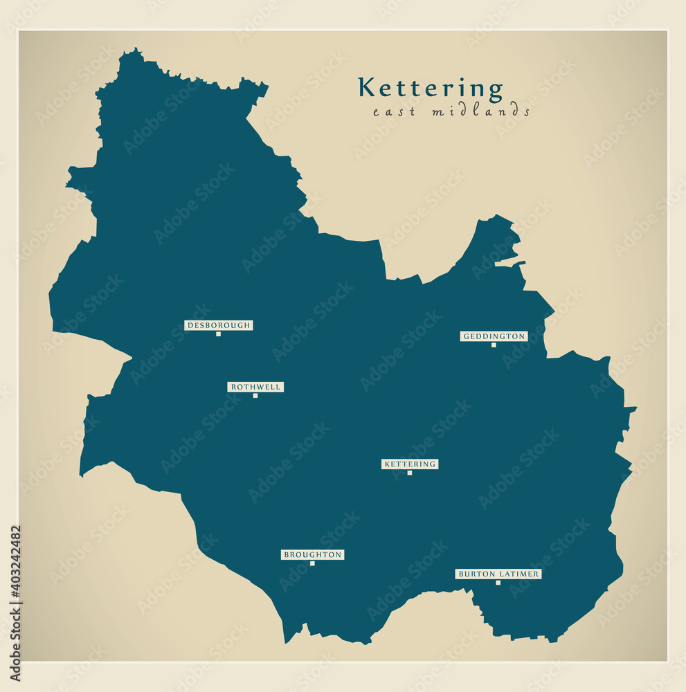 Kettering district map - England UK