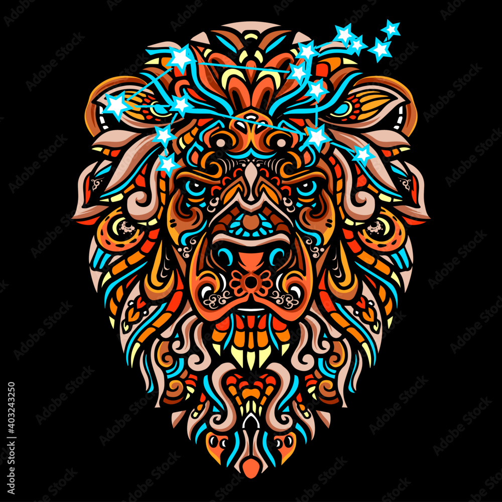 Fototapeta premium Hand drawn of Lion head zentangle arts . vector illustration