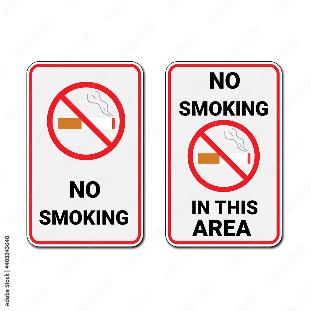No smoking sign and no smoking in this area sign No smoking sign and no smoking in this area sign