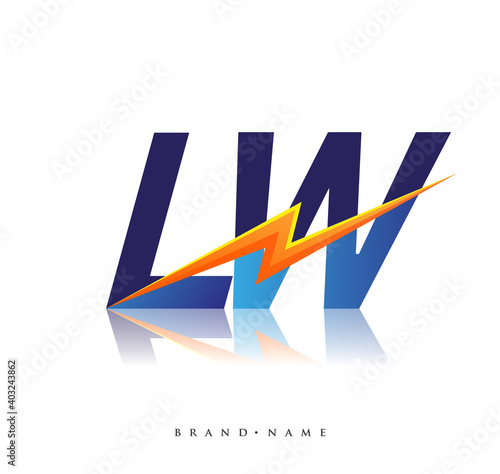 Letter LW logo with Lightning icon, letter combination Power Energy Logo design for Creative Power ideas, web, business and company. photo