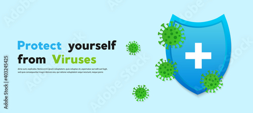 Hygienic shield protecting from virus or bacteria. Vector illustration.