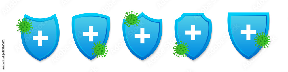 Fototapeta premium Hygienic shield protecting from virus or bacteria. Vector illustration.