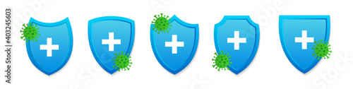 Hygienic shield protecting from virus or bacteria. Vector illustration.